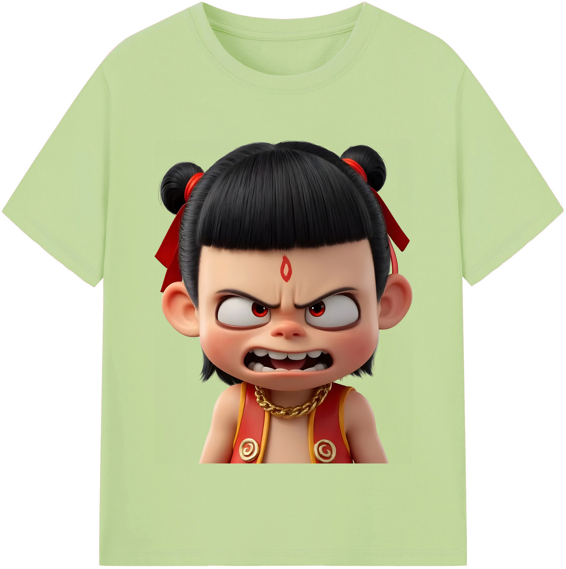 （画像用） Ne Zha 2 ナタ 魔童の大暴れ 綿100％半袖Tシャツ（フロントプリント）
